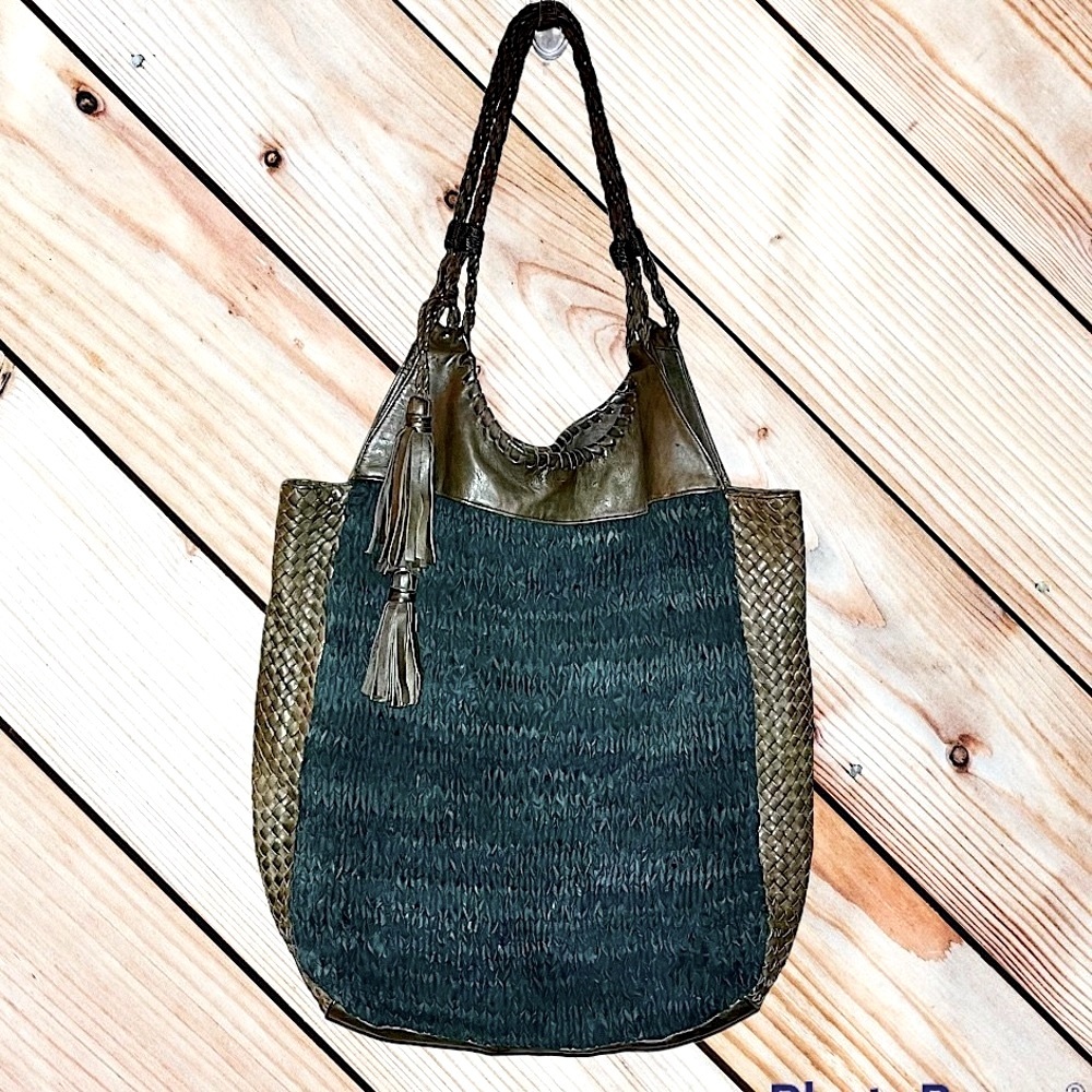 Claramonte large woven leather hobo bag